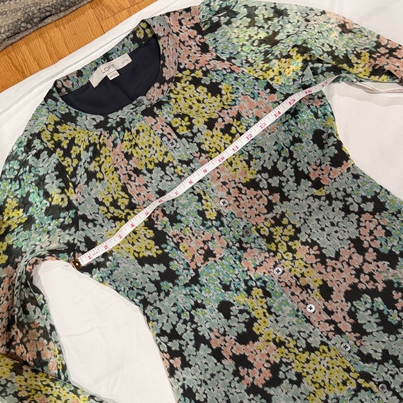 LOFT Spring Floral Button Front Dress in Pastels & Grey 00P - Picture 13 of 16